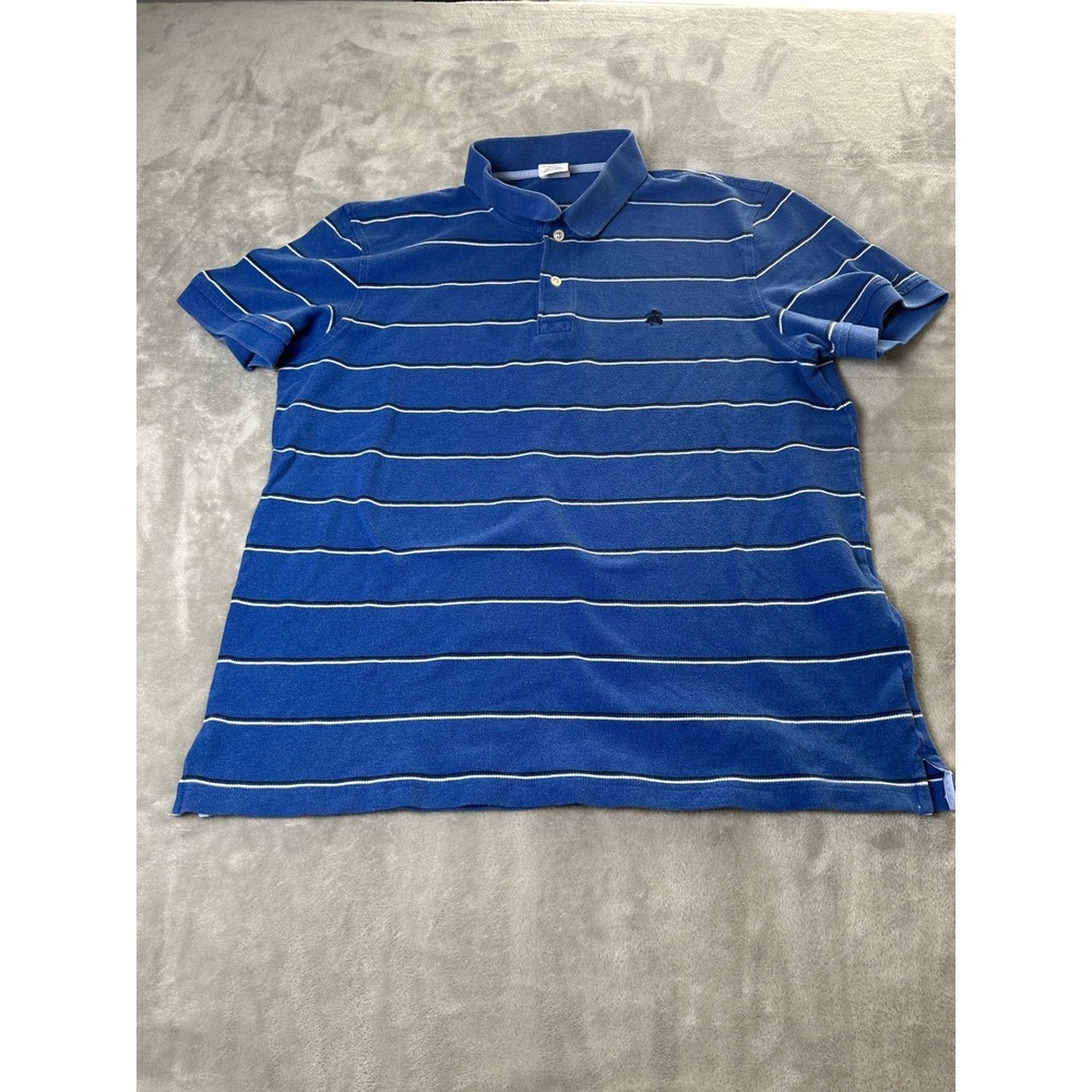 Brooks Brothers 1818 Men's XL Slim Fit Blue Stripes Polo 100% Cotton